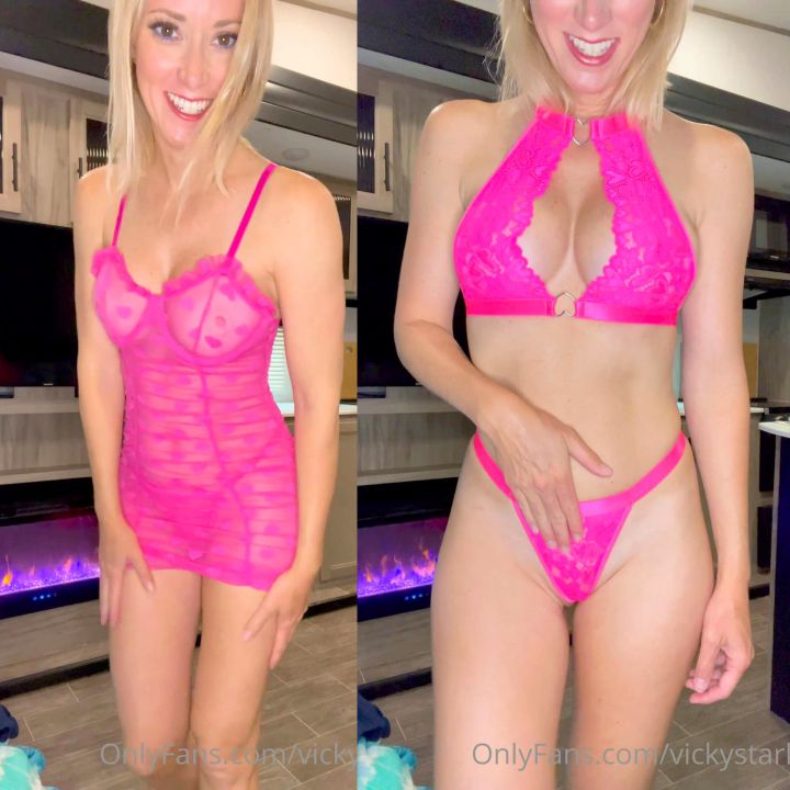 Vicky Stark Hot Pink Lingerie Try On Haul Onlyfans Video Leaked