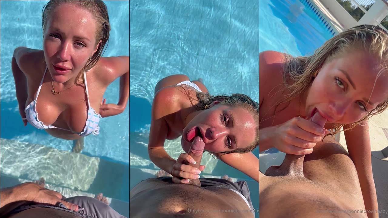 Bonnie Brown NEW Blowjob In Public Pool